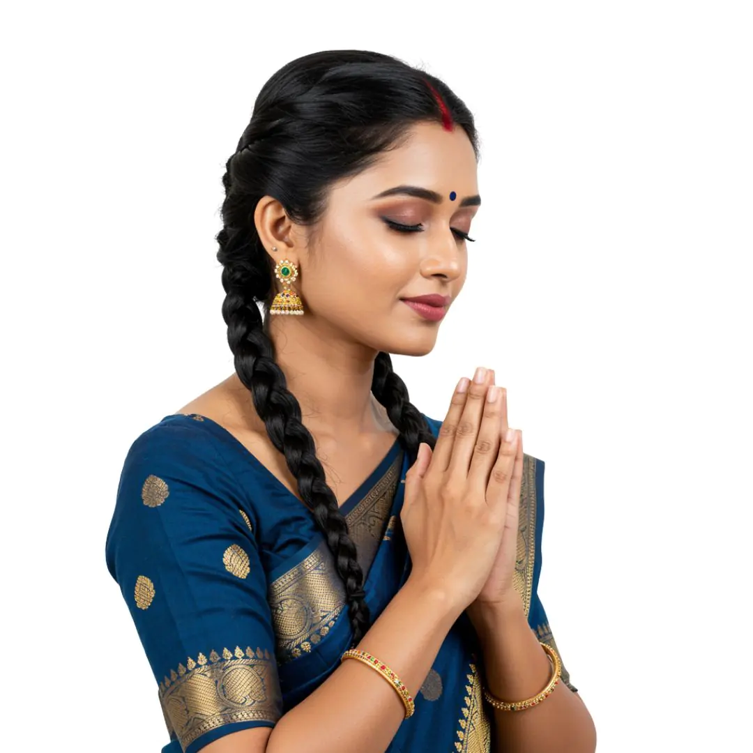Traditional Indian Woman in Prayer Pose