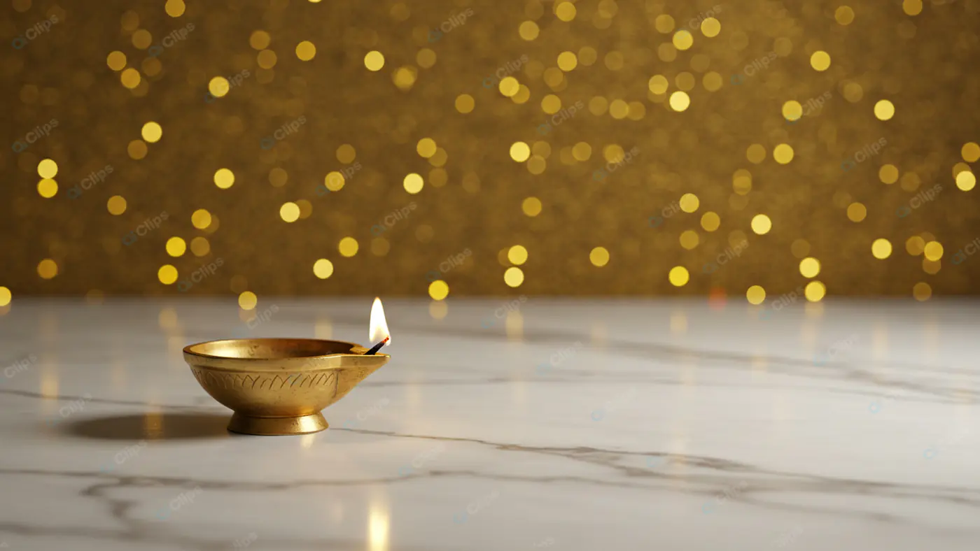 Festive Diya Lamp on Marble