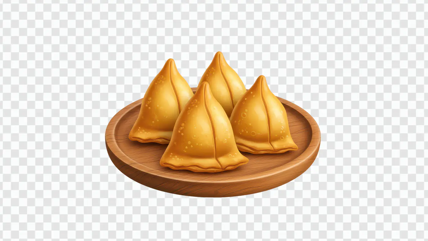 Samosa Plate PNG – Transparent Indian Snack Illustration