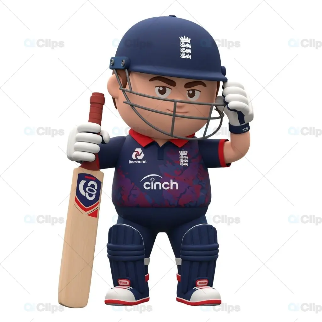 Confident English Cricket Player 3D Illustration
