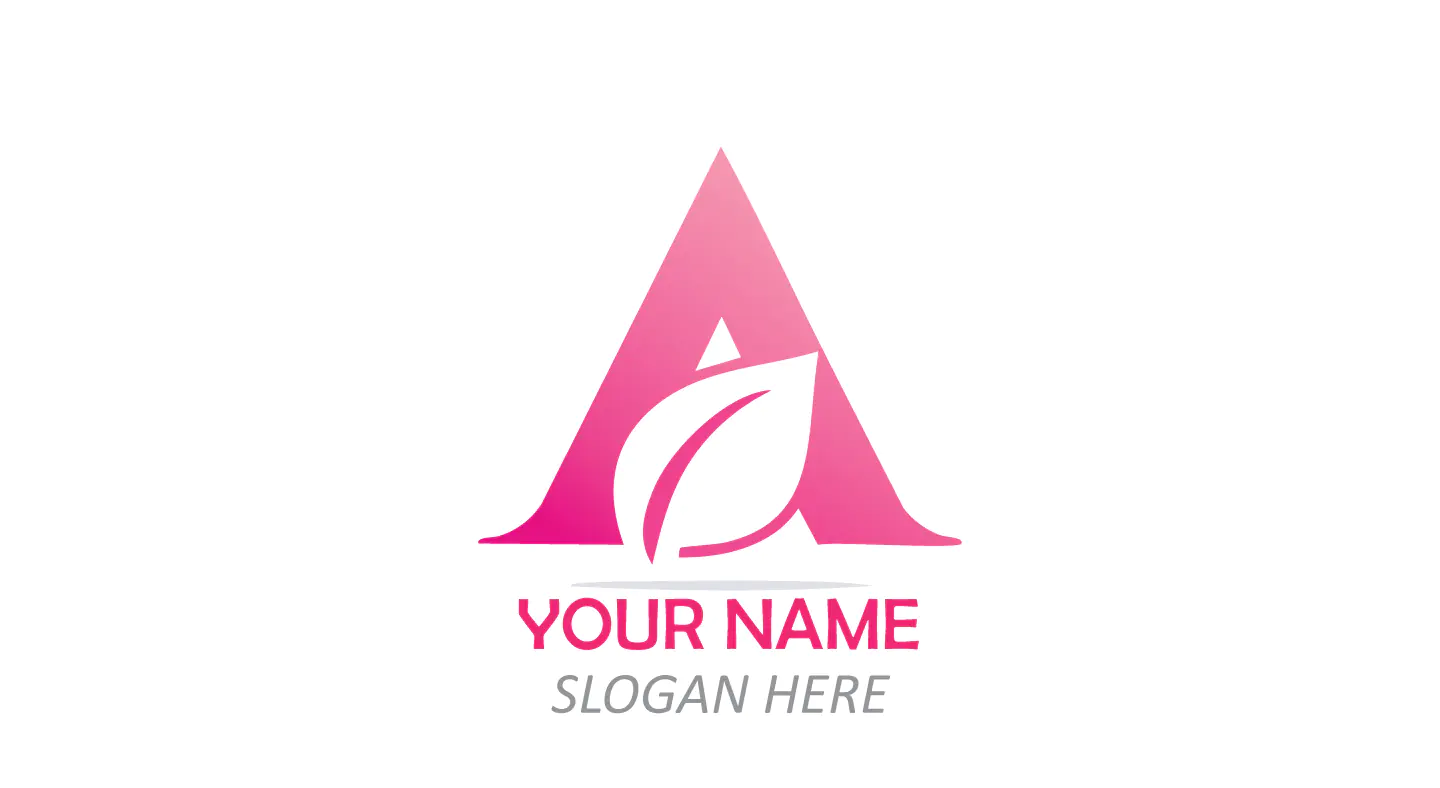 Pink Gradient Letter A Logo with Leaf for Eco, Wellness, and Beauty Brands