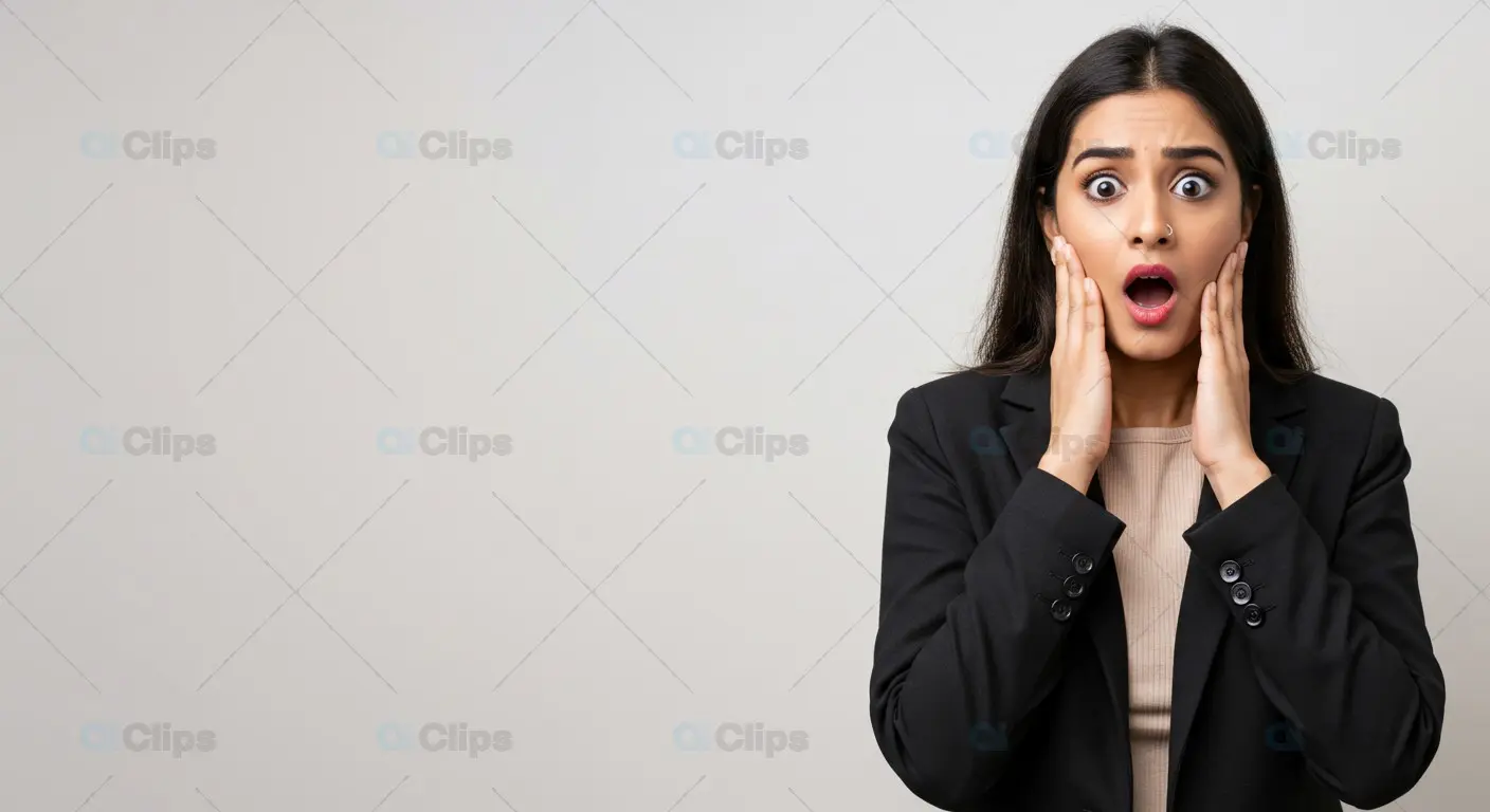 Shocked Businesswoman in Sharp Professional Attire