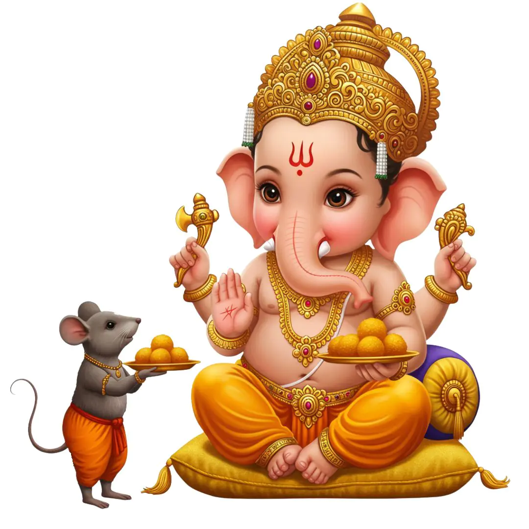 Ornate Ganesha with Companion Mouse