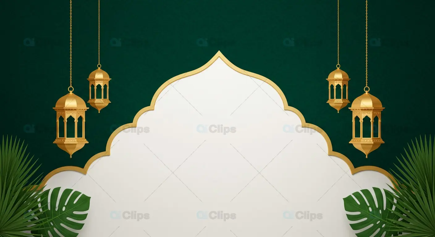 Horizontal Golden Lantern Islamic Background