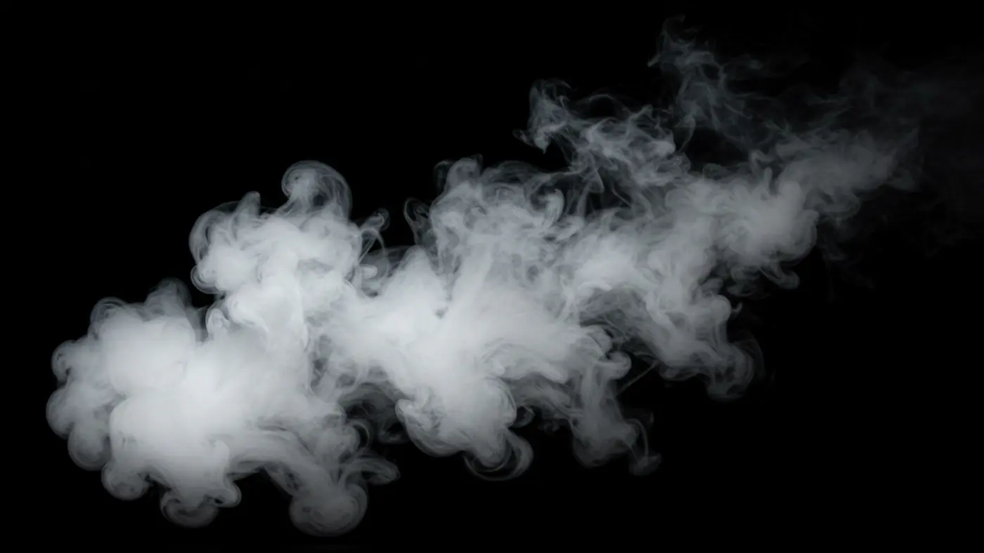 Dense White Smoke Puff Overlay on Black Background