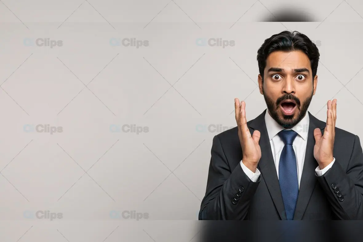 Surprised Businessman in Suit - Stock Image for Creatives