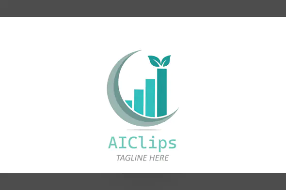 Eco-Friendly Bar Graph Logo with Leaf Growth in Green for Sustainable Business and Analytics