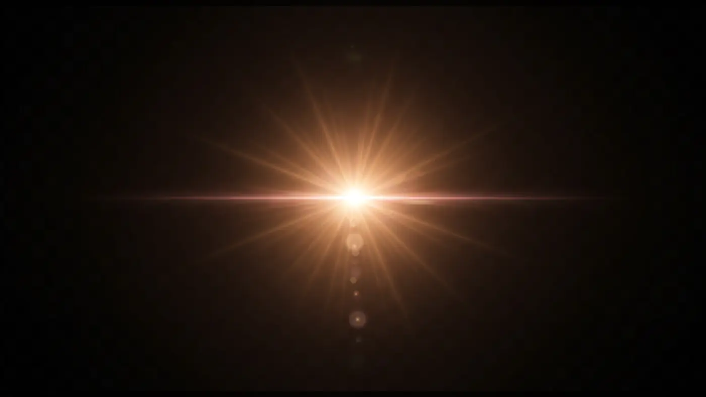 Golden Light Burst Lens Flare Effect on Dark Background