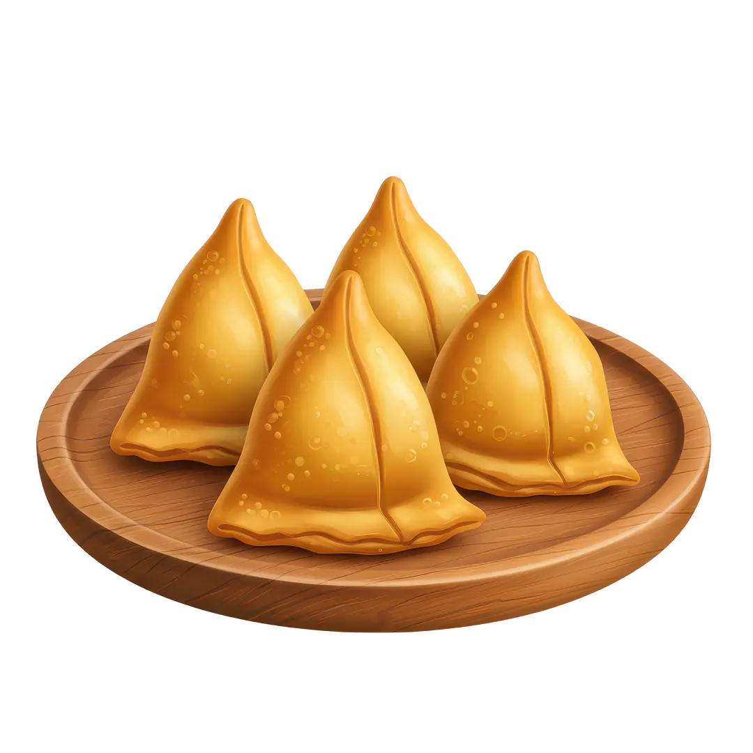 Samosa Plate PNG – Transparent Indian Snack Illustration