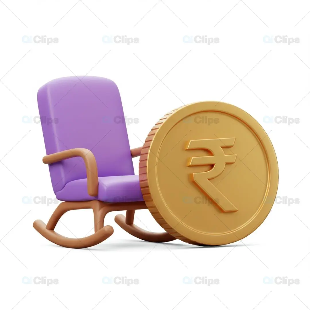 3D Retirement Savings Illustration with Rupee Symbol