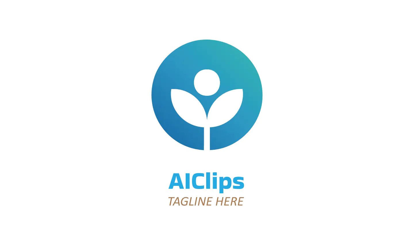 Minimal Human and Leaf Logo in Blue Gradient for Wellness, Growth, and Eco Brands