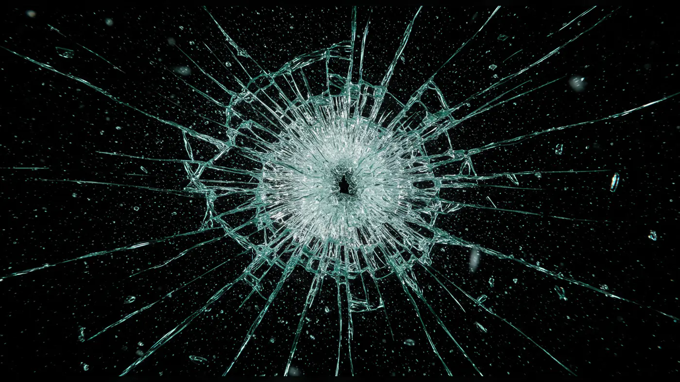 Broken Glass Texture with Bullet Hole Impact