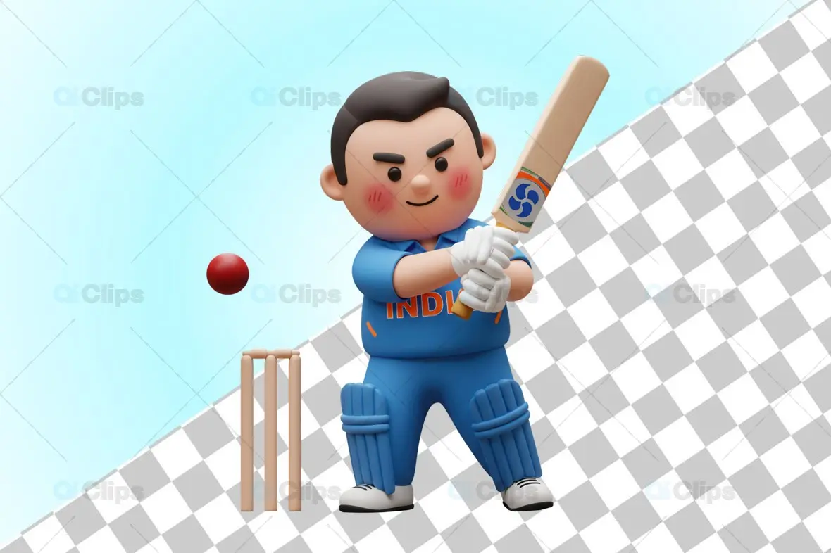 Indian Cricket Player 3D Illustration