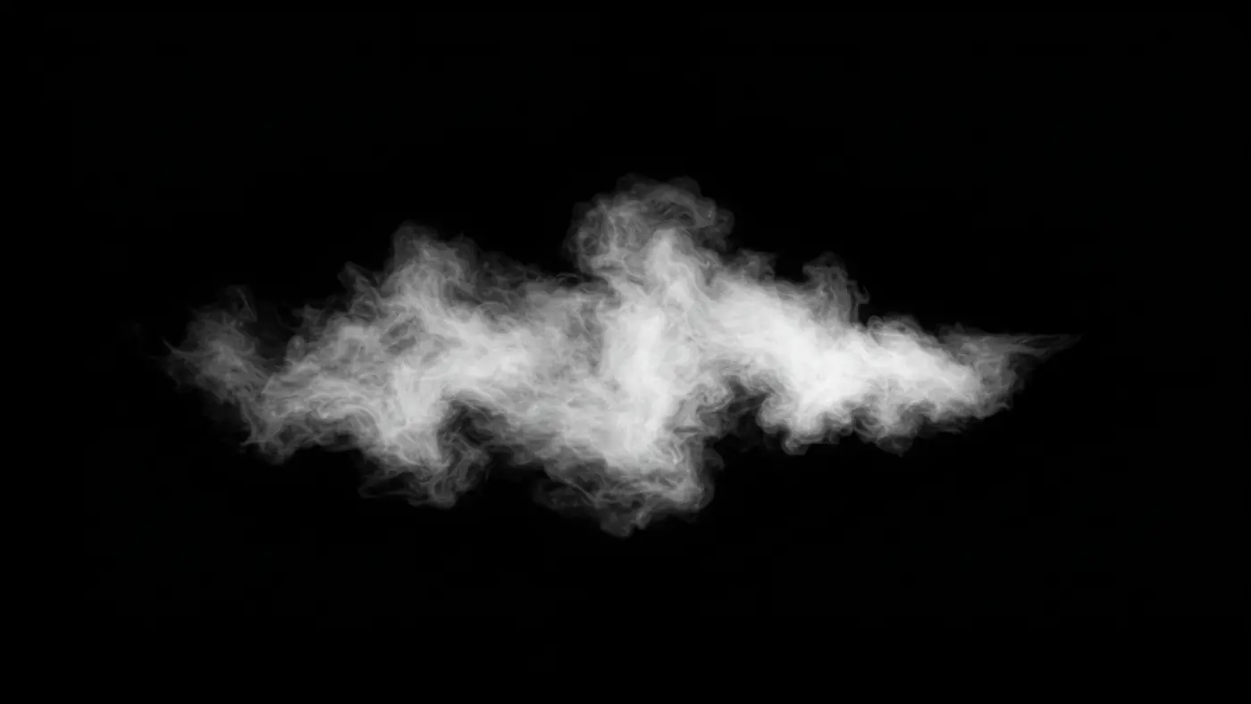 Realistic White Smoke Puff on Black Background