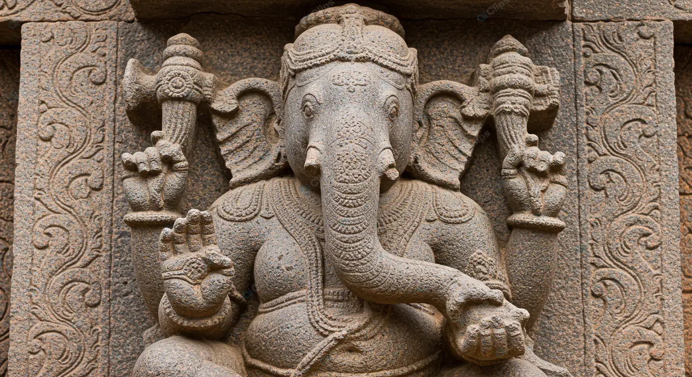 Ancient Stone Ganesha Carving