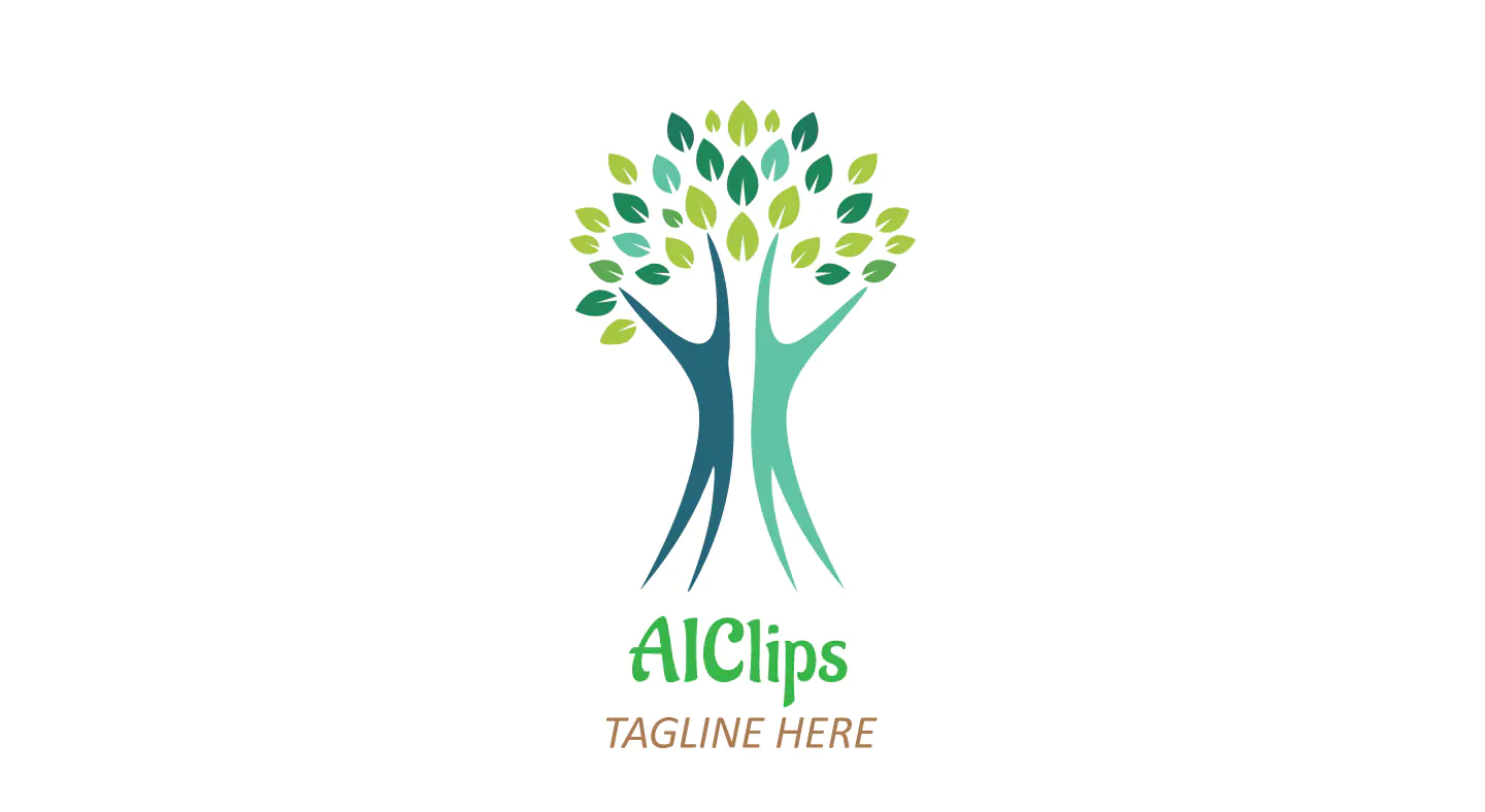 Human Tree Logo with Green Leaves for Eco, Wellness, and Community Brands