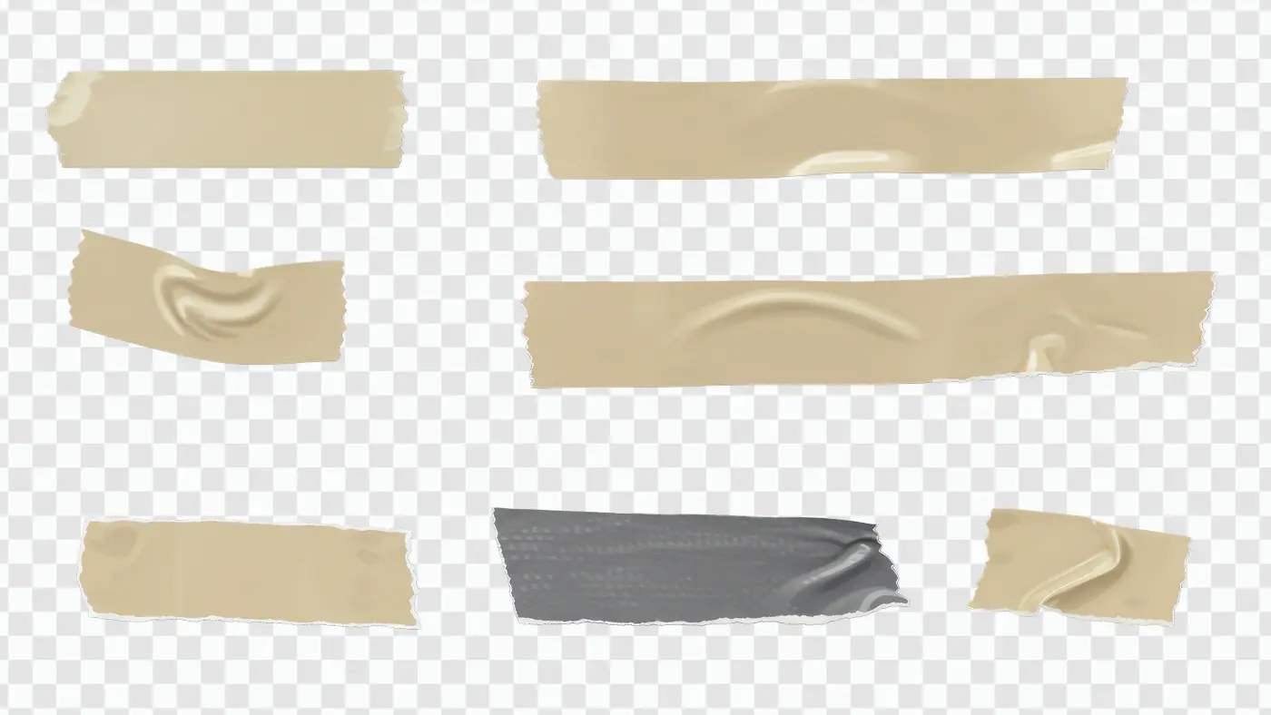 Transparent Adhesive Tape PNG Set – Realistic Masking and Duct Tape Collection