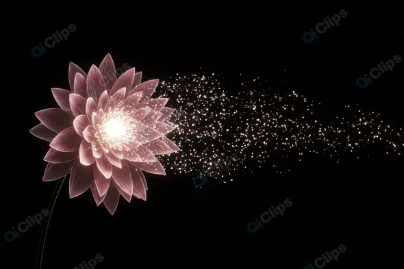 Cosmic Lotus Flower Blooming with Radiant Particle Burst