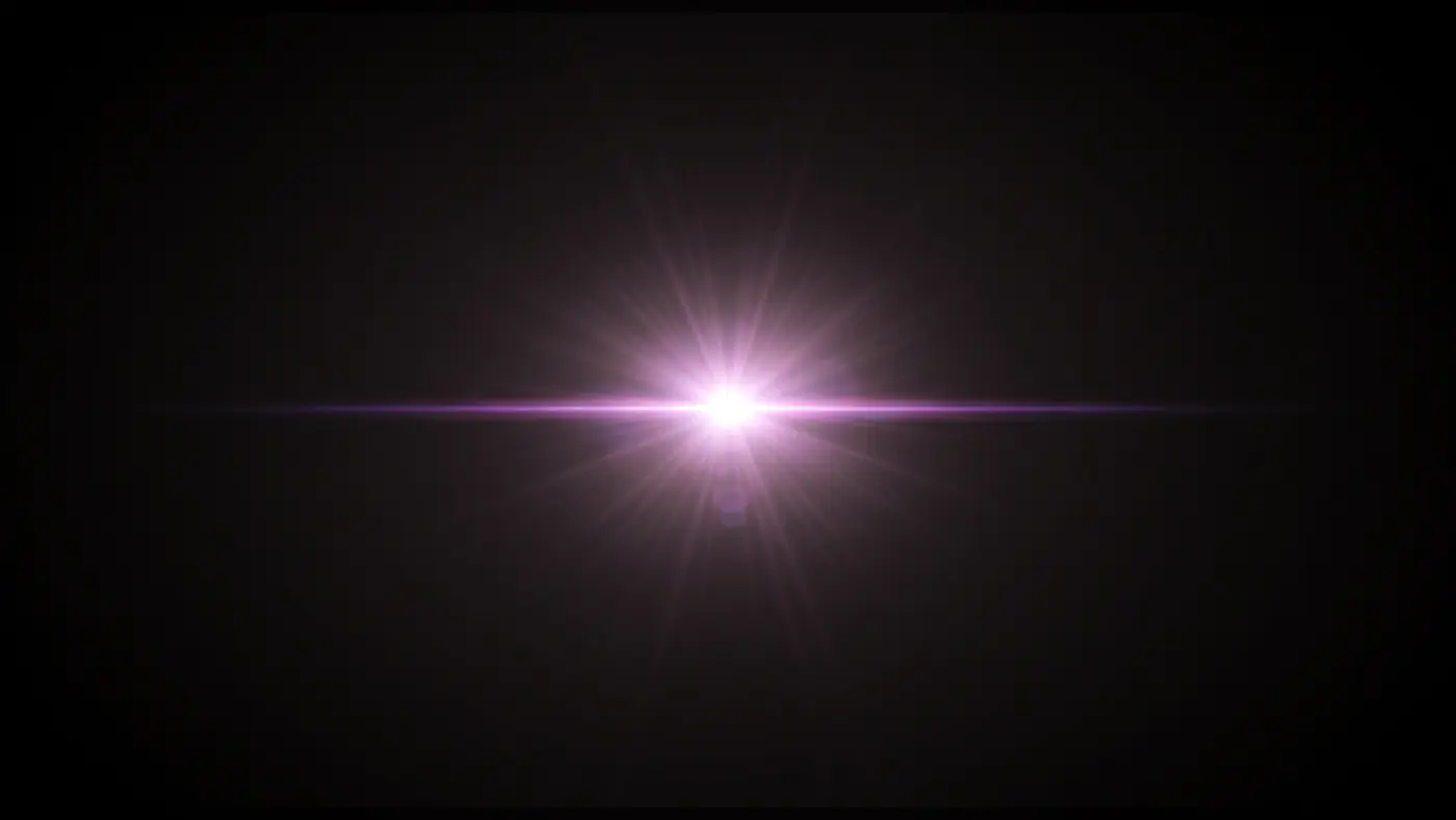 Purple Starburst Lens Flare Light Effect on Black Background