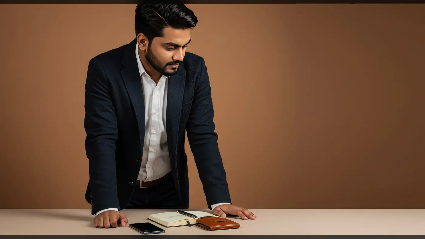 Confident Indian Businessman Planning Strategy at Office Desk
