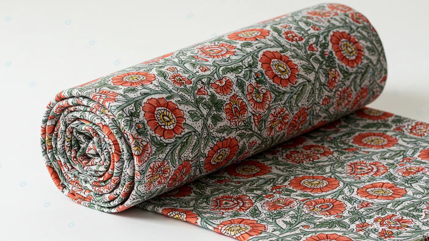 Vintage Floral Fabric Roll