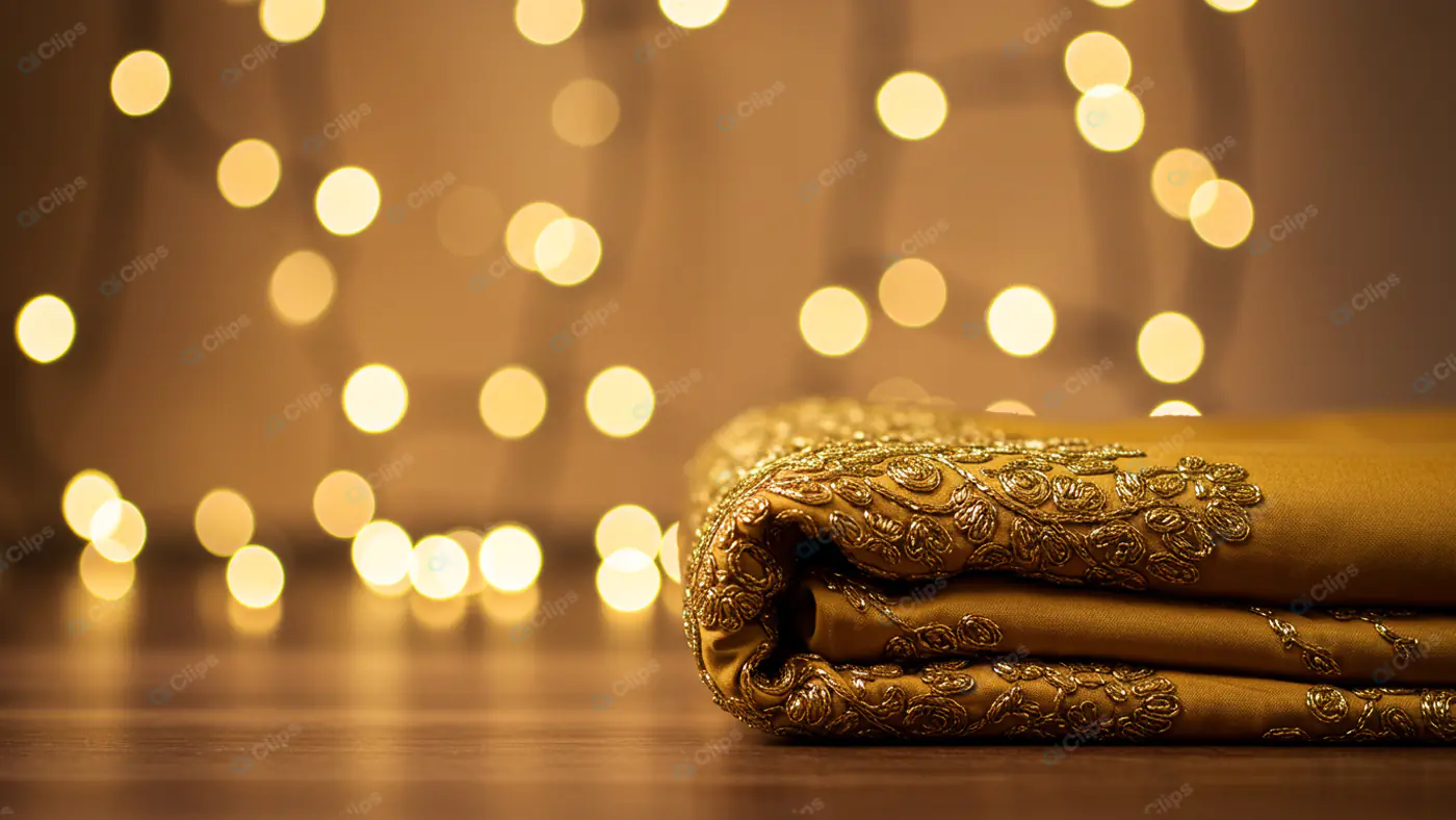 Gilded Fabric with Festive Bokeh