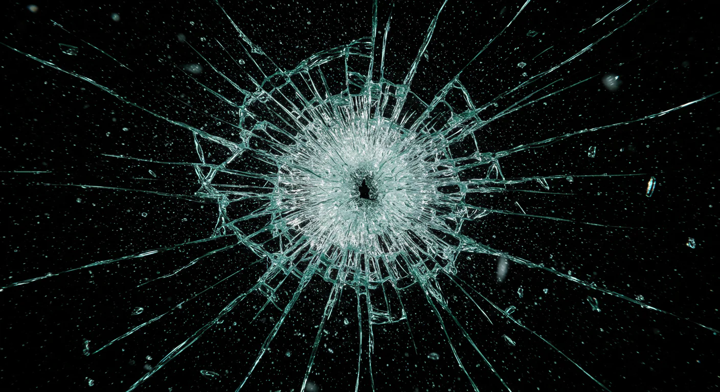 Broken Glass Texture with Bullet Hole Impact