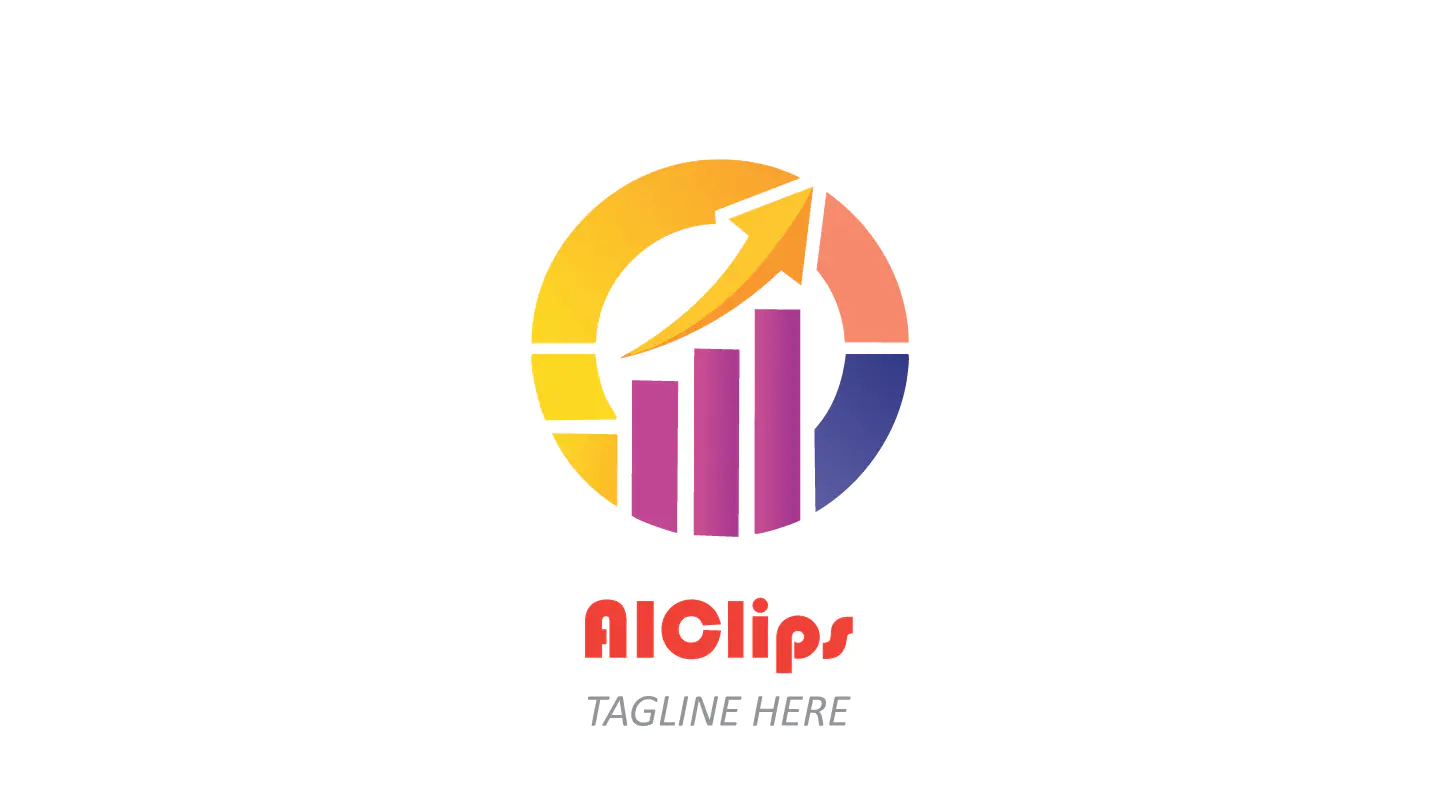 Rising Bar Graph with Arrow Logo in Colorful Circle for Finance, Analytics, and Business Growth