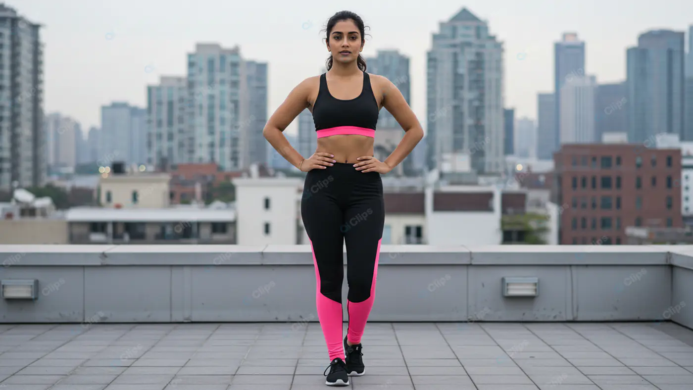 Urban Rooftop Fitness Pose