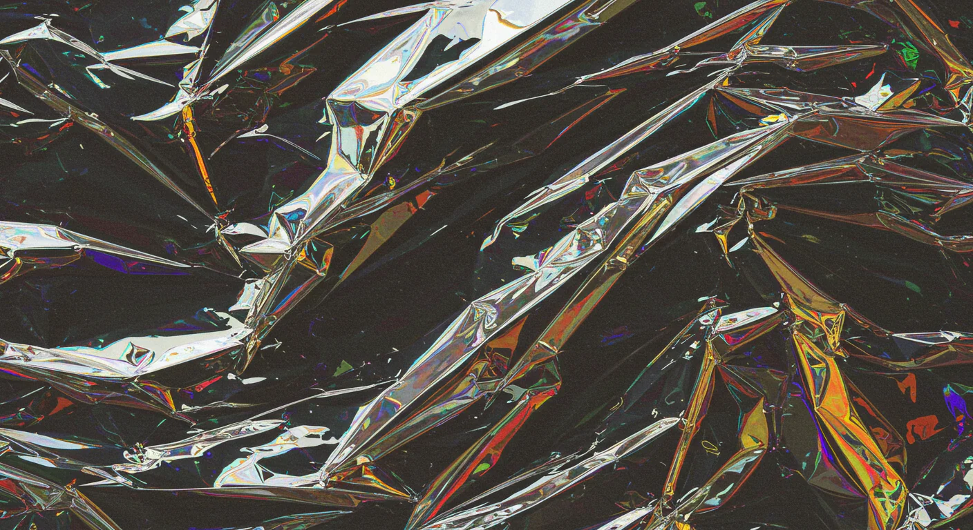 Glossy Black Crumpled Plastic Texture for Dark-Themed Visual Designs