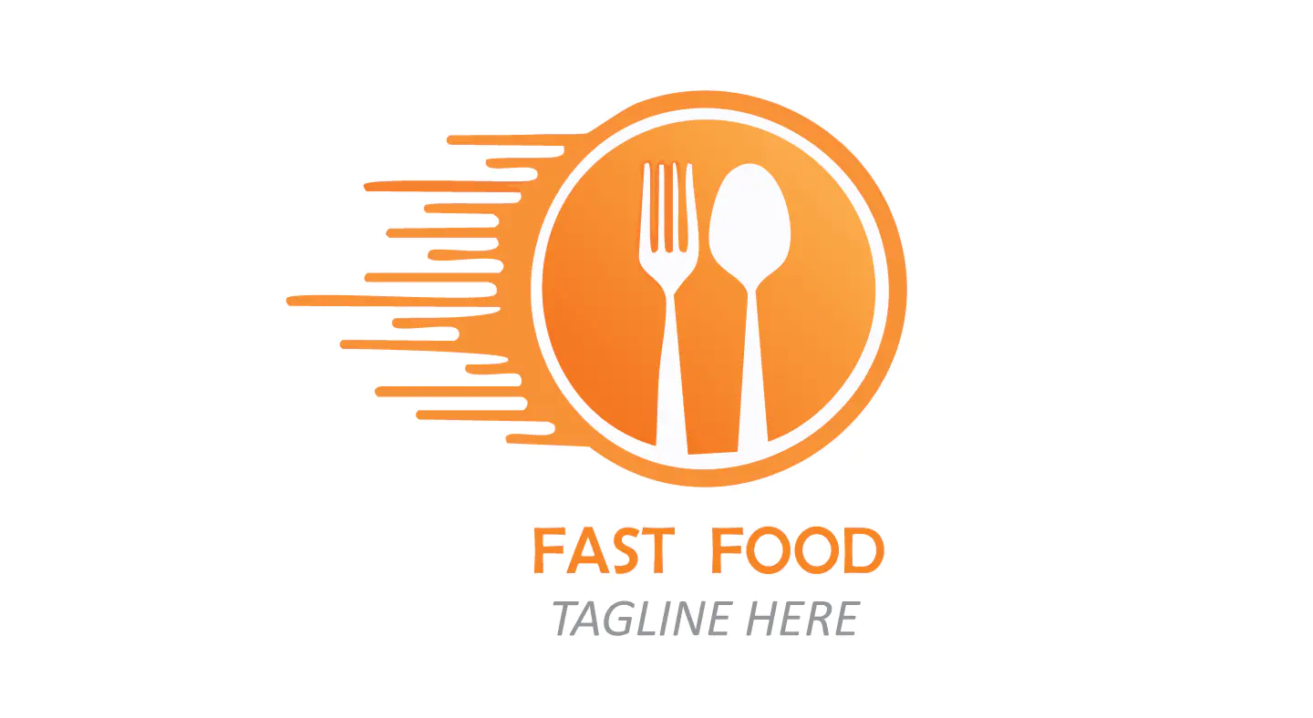 Speedy Fast Food Logo with Spoon and Fork in Motion Circle Design