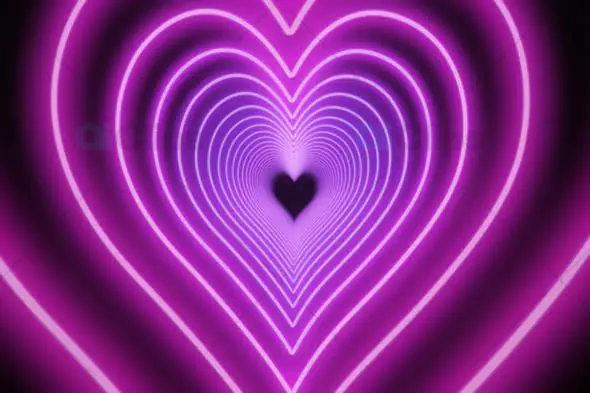 Pulsating Neon Purple Heart Tunnel Animation