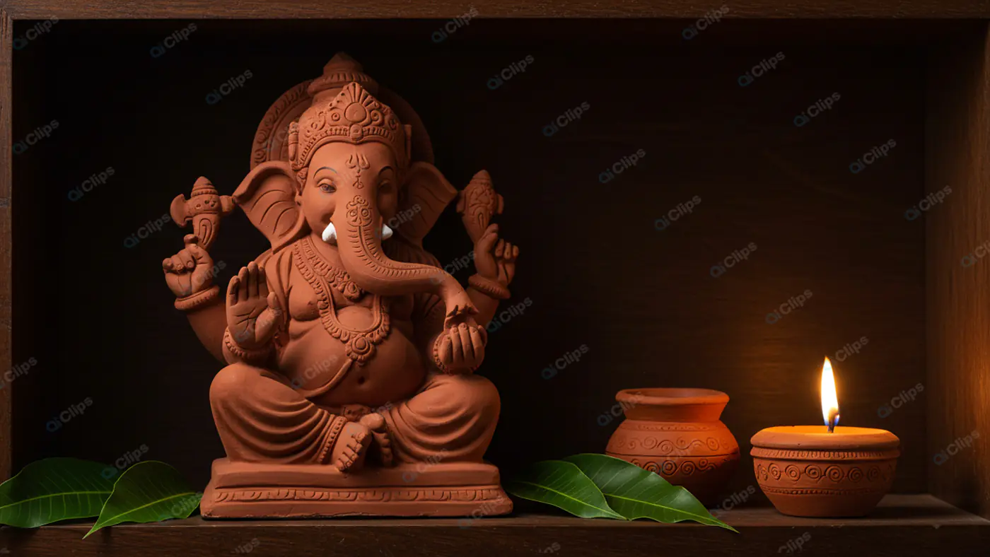 Ganesha Altar with Terracotta Offerings