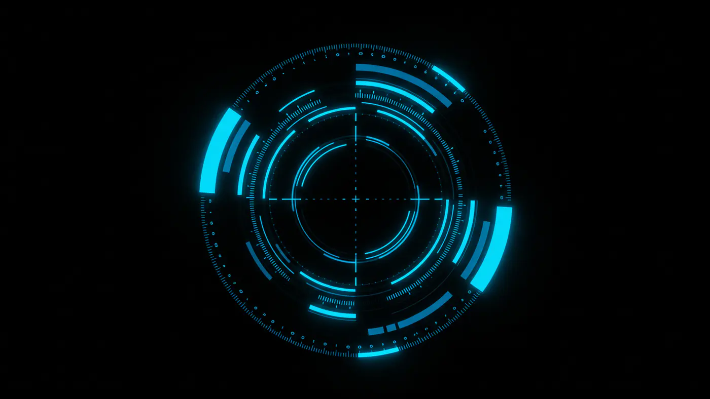 Advanced Futuristic HUD Circle Graphic in Neon Blue