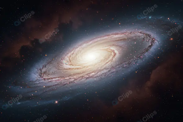 Elliptical Spiral Galaxy with Glowing Core and Cosmic Dust