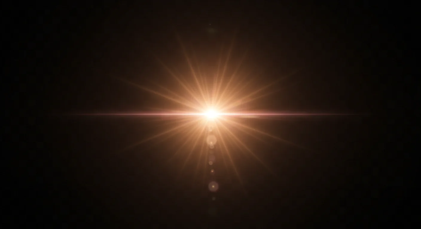 Golden Light Burst Lens Flare Effect on Dark Background