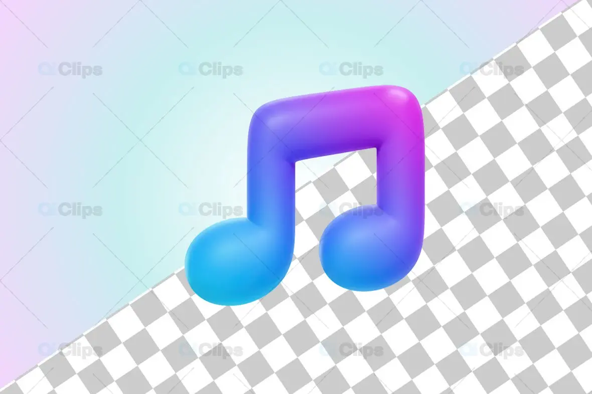 3D Gradient Music Note Icon