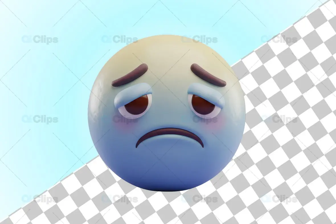 Blue Sad Face 3D Emoji