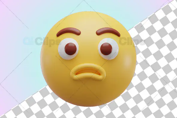 3D Surprised Emoji with Transparent Background
