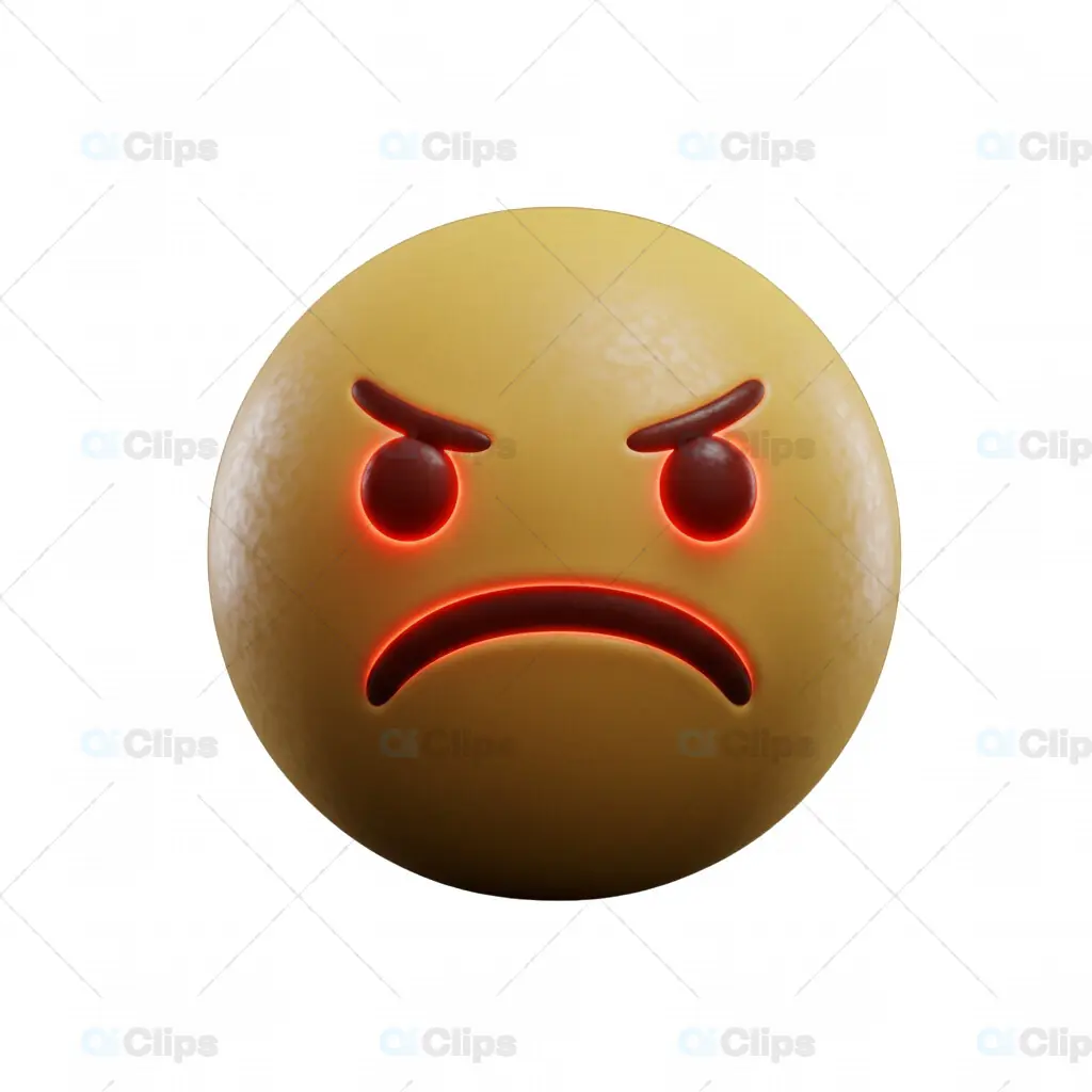3D Angry Emoji with Red Glow Effect