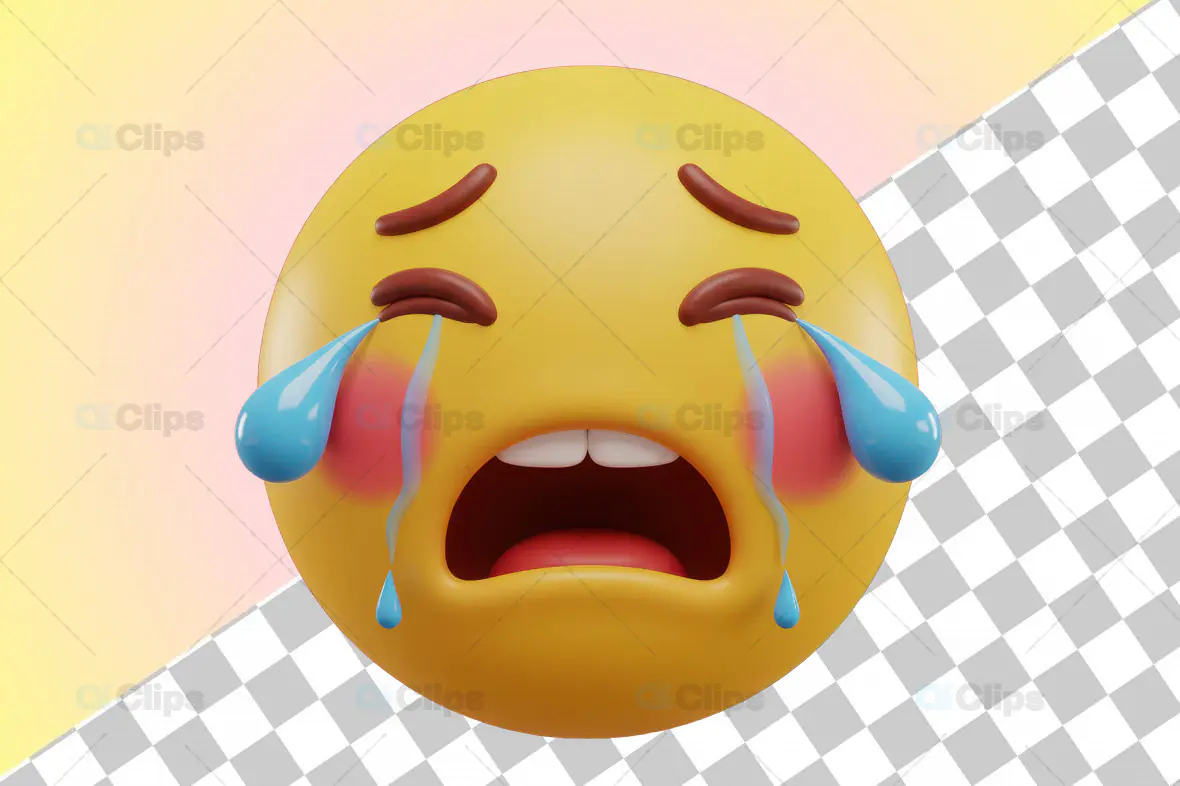 3D Crying Emoji with Tears