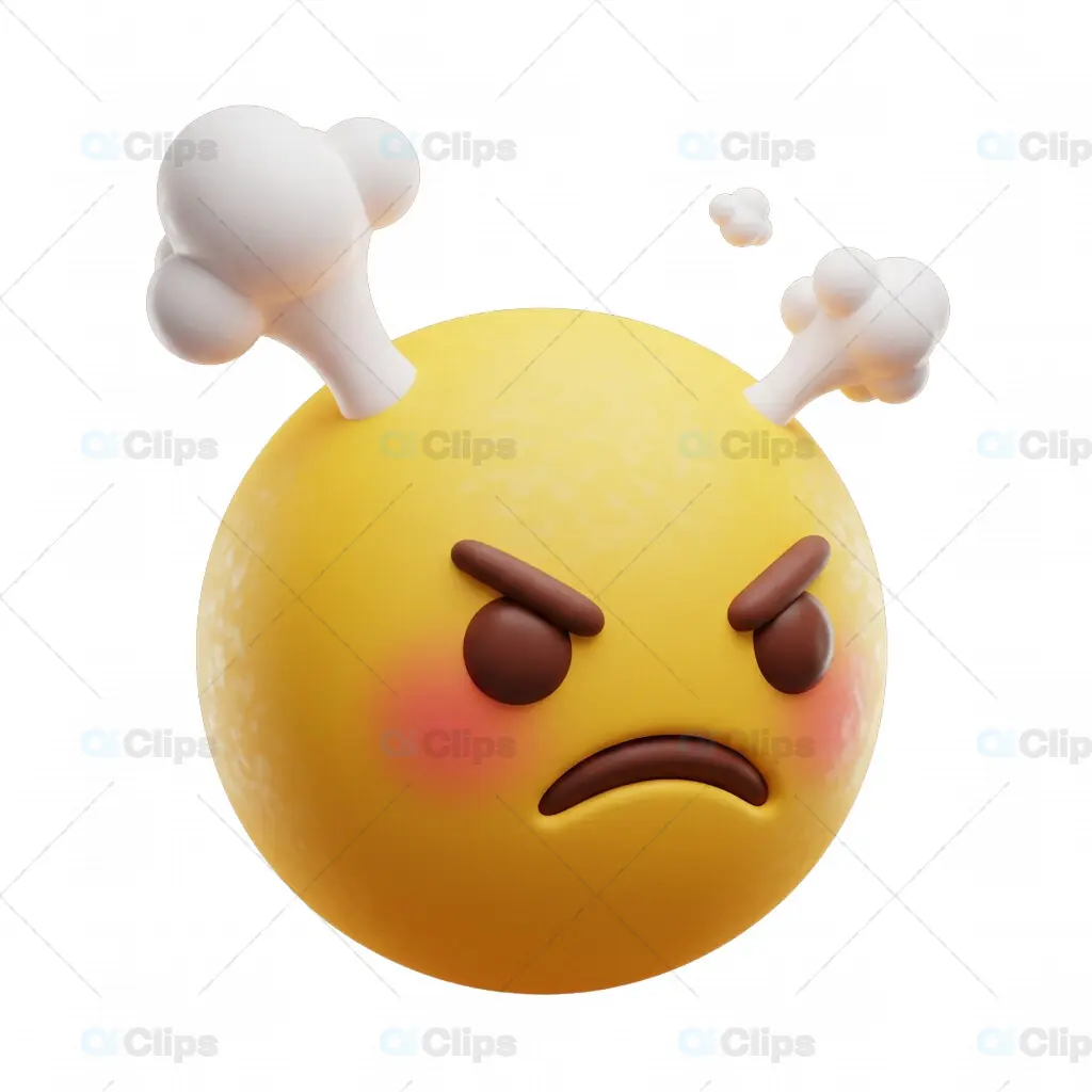 3D Angry Emoji with Cartoon Steam Effect