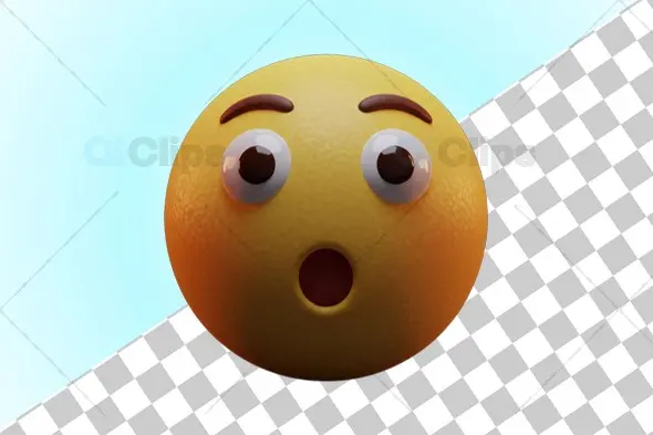 Astonished Yellow 3D Emoji Face