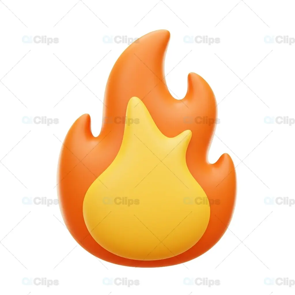 3D Flame Icon Illustration