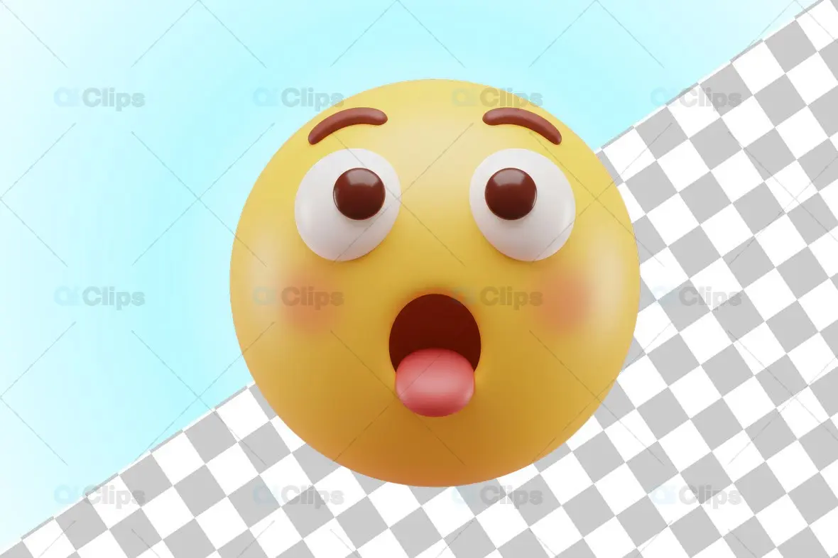 Surprised Tongue-Out 3D Emoji