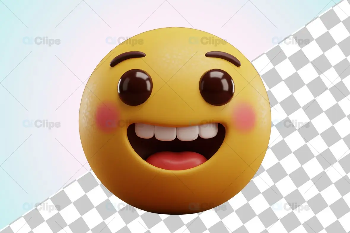 Smiling Blush Emoji 3D Model