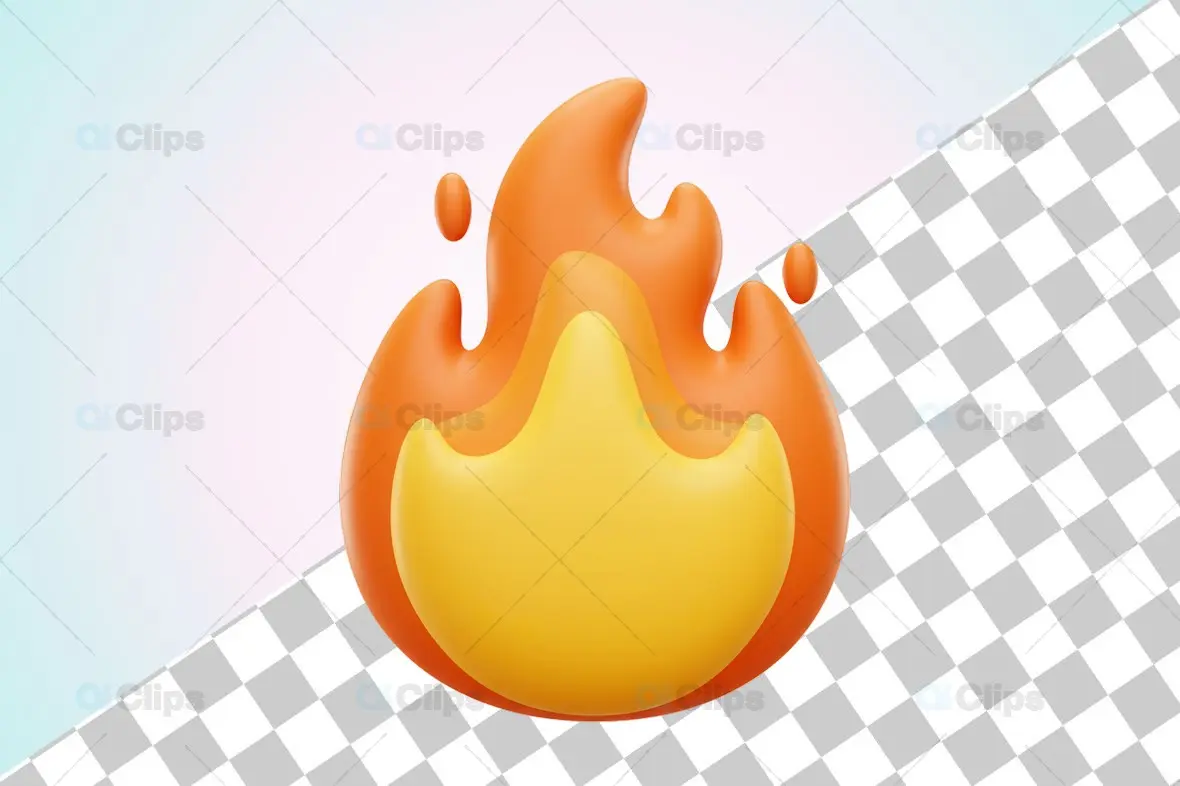 Bold 3D Flame with Dynamic Layers Illustration