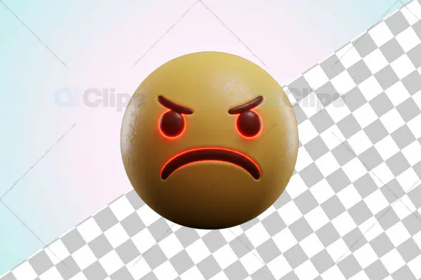 3D Angry Emoji with Red Glow Effect