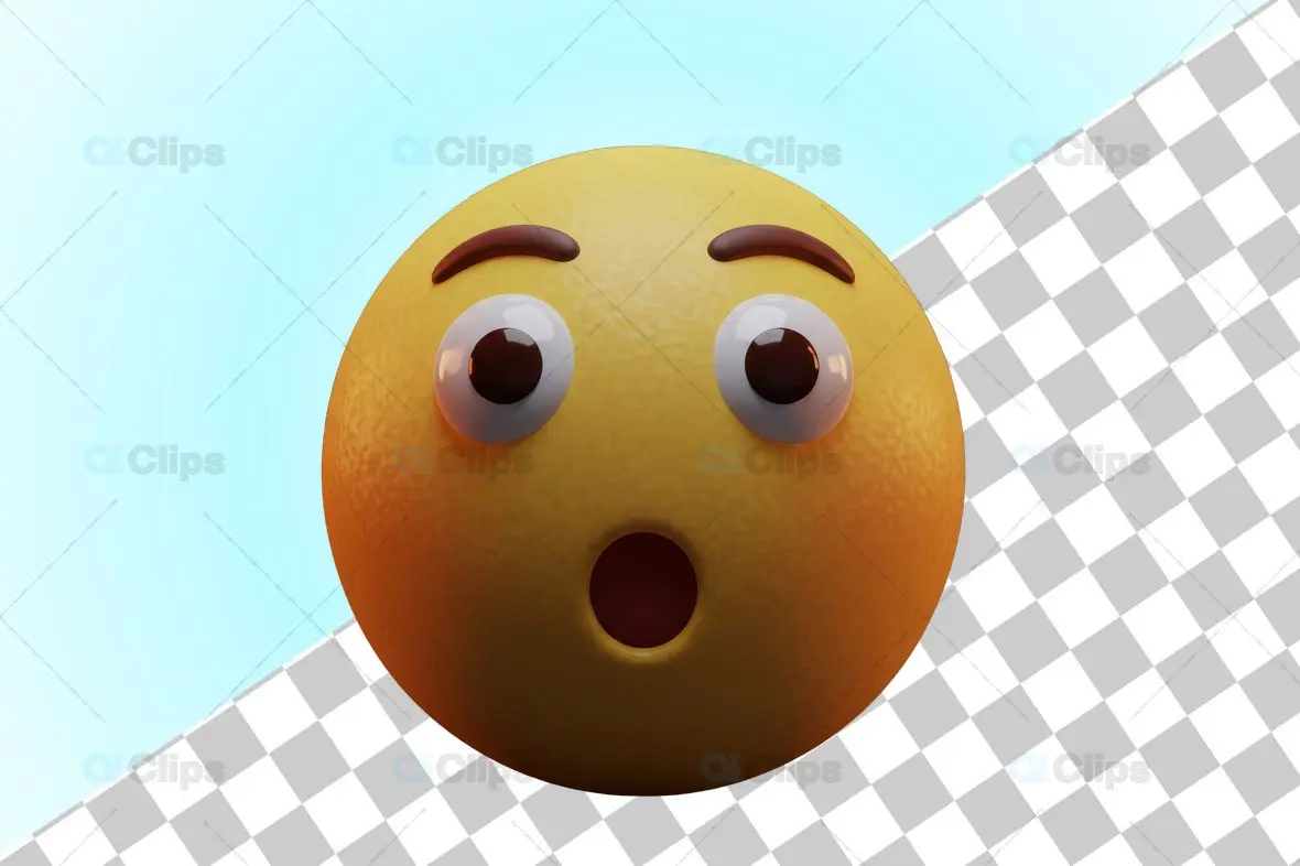 Astonished Yellow 3D Emoji Face