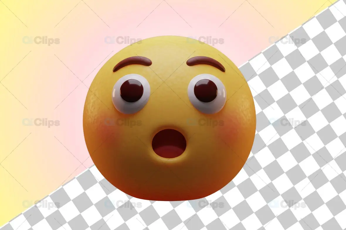 Curious Yellow 3D Emoji Face